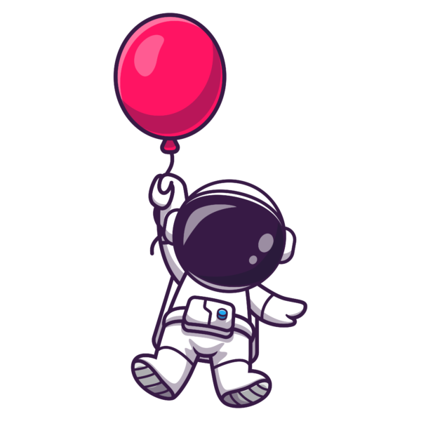 Cute-astronaut-floating-with-balloon-cartoon-on-transparent-background-PNG